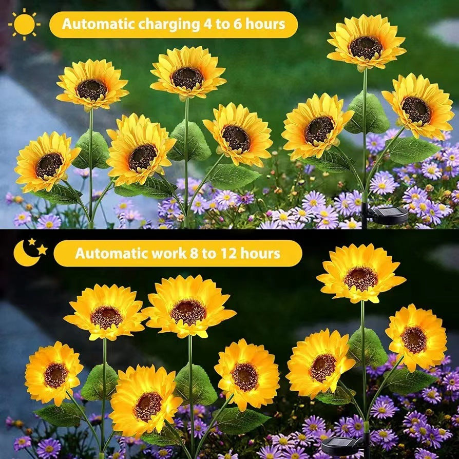 Contemporary Creative Artificial Flower LED Solar Waterproof Lawn Insert Light For Outdoor Patio