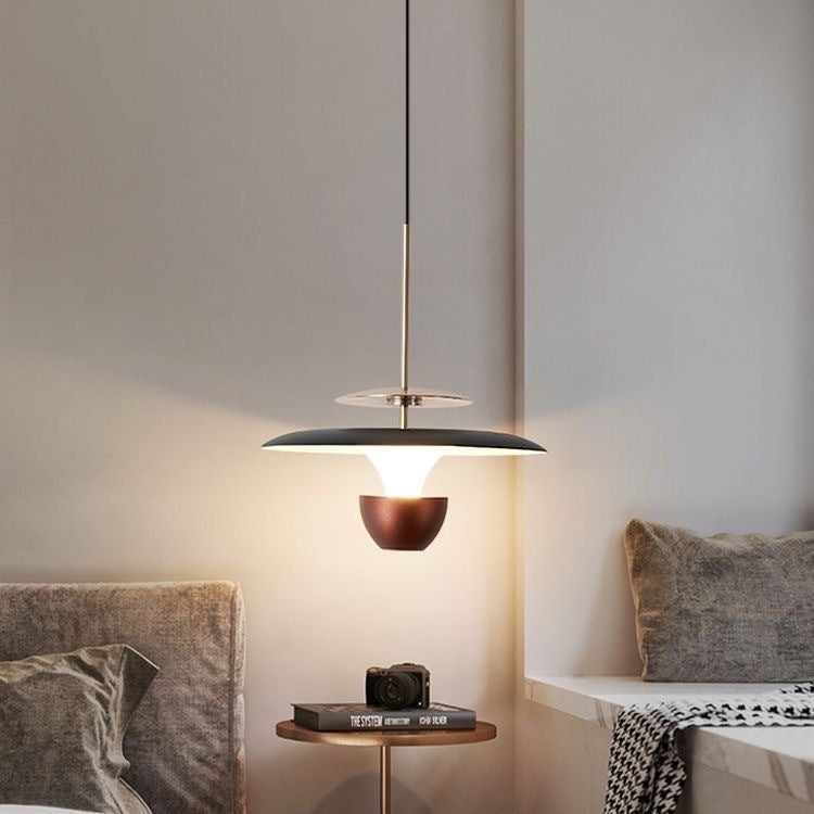Modern Luxury Liftable Flying Saucer Rectilinear Aluminum Acrylic LED Pendant Light For Bedroom