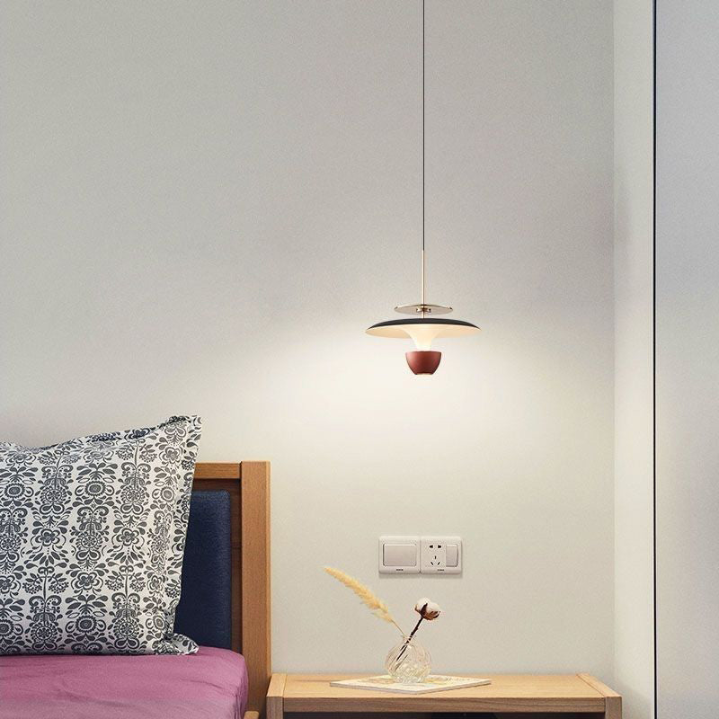 Modern Luxury Liftable Flying Saucer Rectilinear Aluminum Acrylic LED Pendant Light For Bedroom