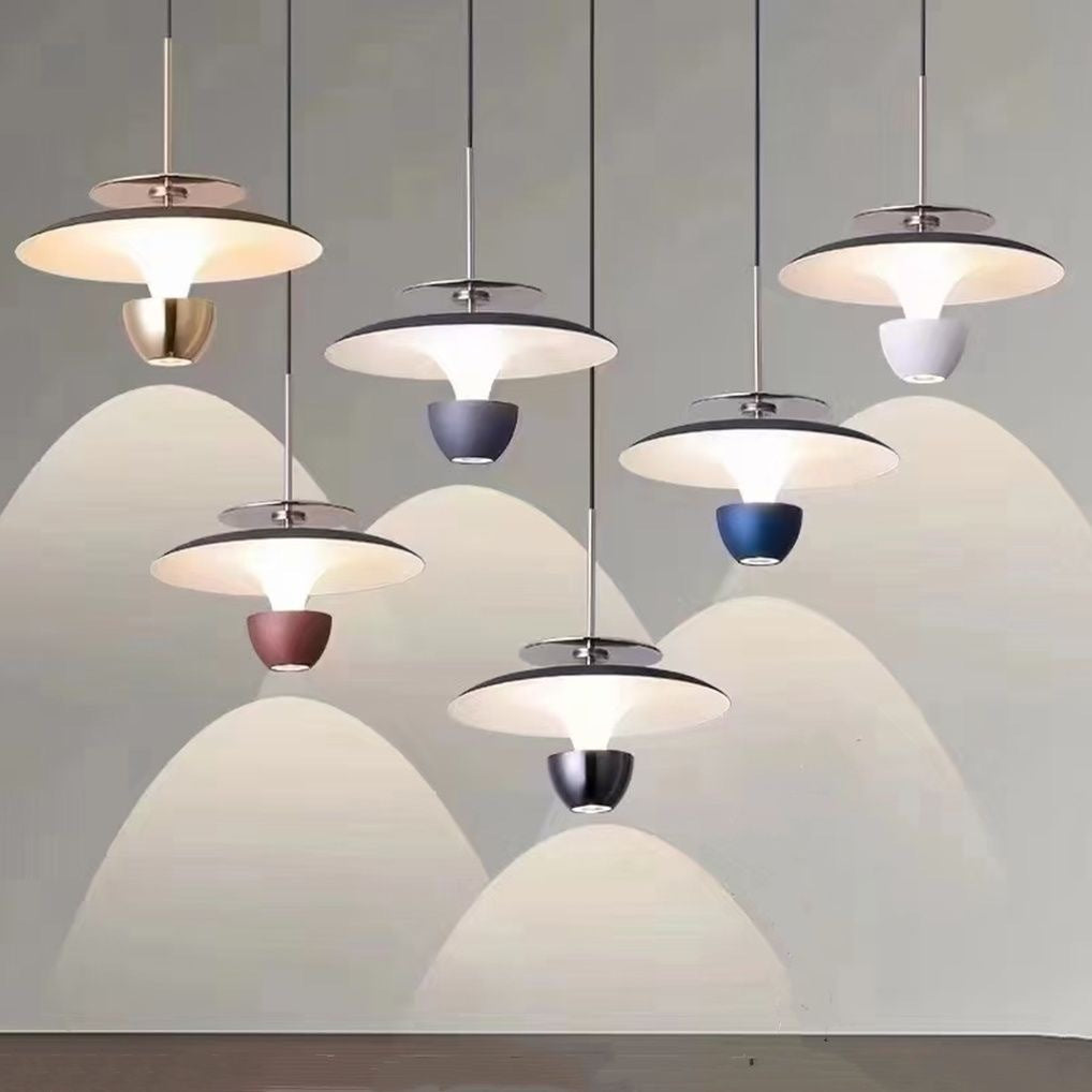 Modern Luxury Liftable Flying Saucer Rectilinear Aluminum Acrylic LED Pendant Light For Bedroom