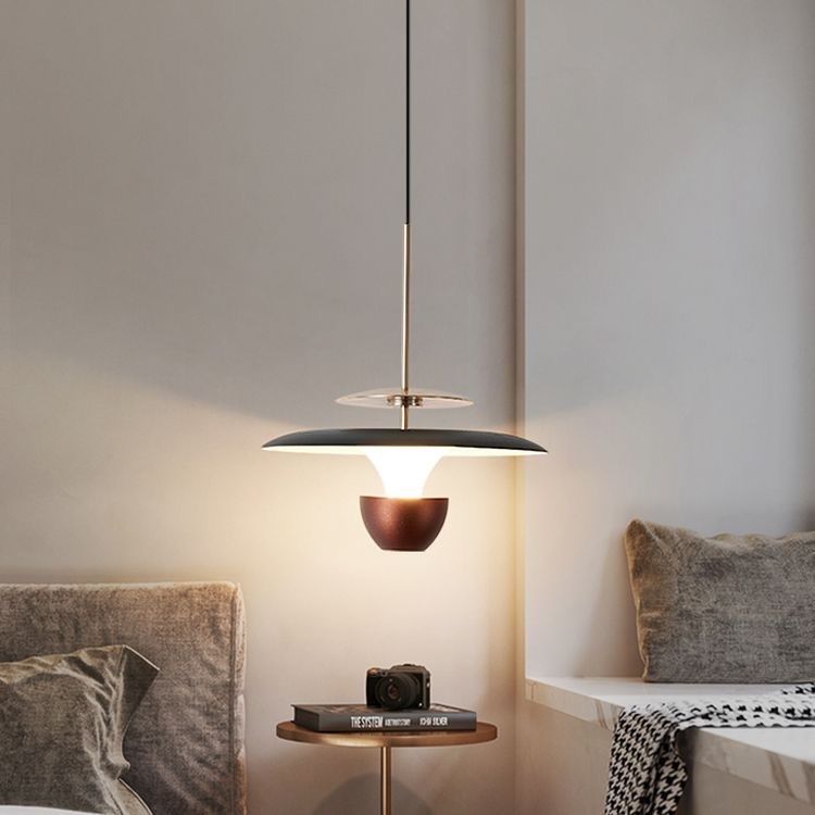 Modern Luxury Liftable Flying Saucer Rectilinear Aluminum Acrylic LED Pendant Light For Bedroom