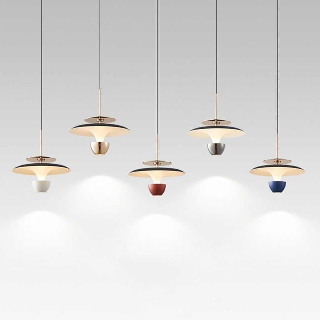 Modern Luxury Liftable Flying Saucer Rectilinear Aluminum Acrylic LED Pendant Light For Bedroom
