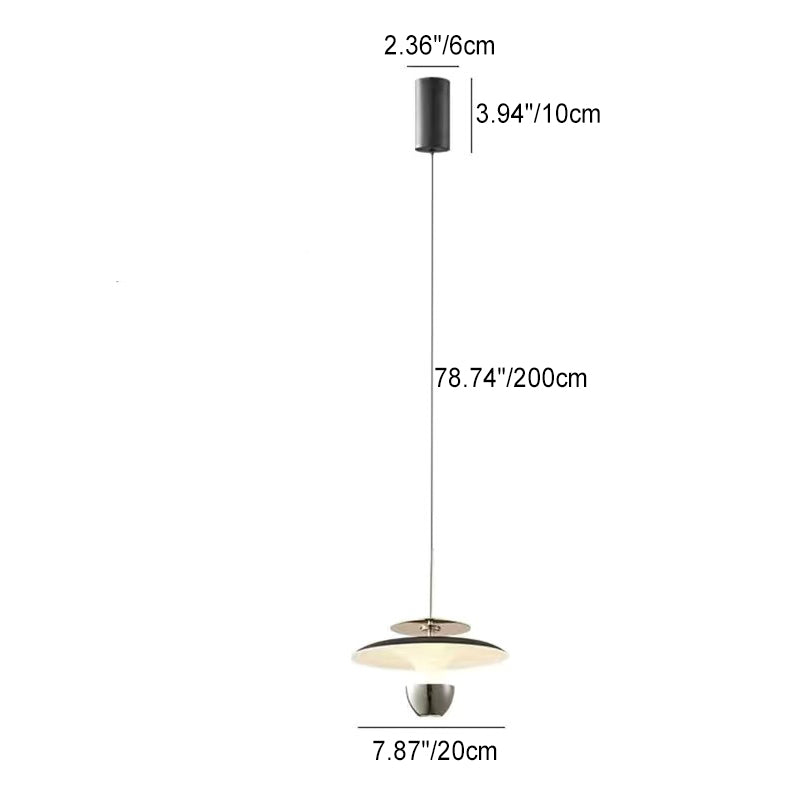 Modern Luxury Liftable Flying Saucer Rectilinear Aluminum Acrylic LED Pendant Light For Bedroom
