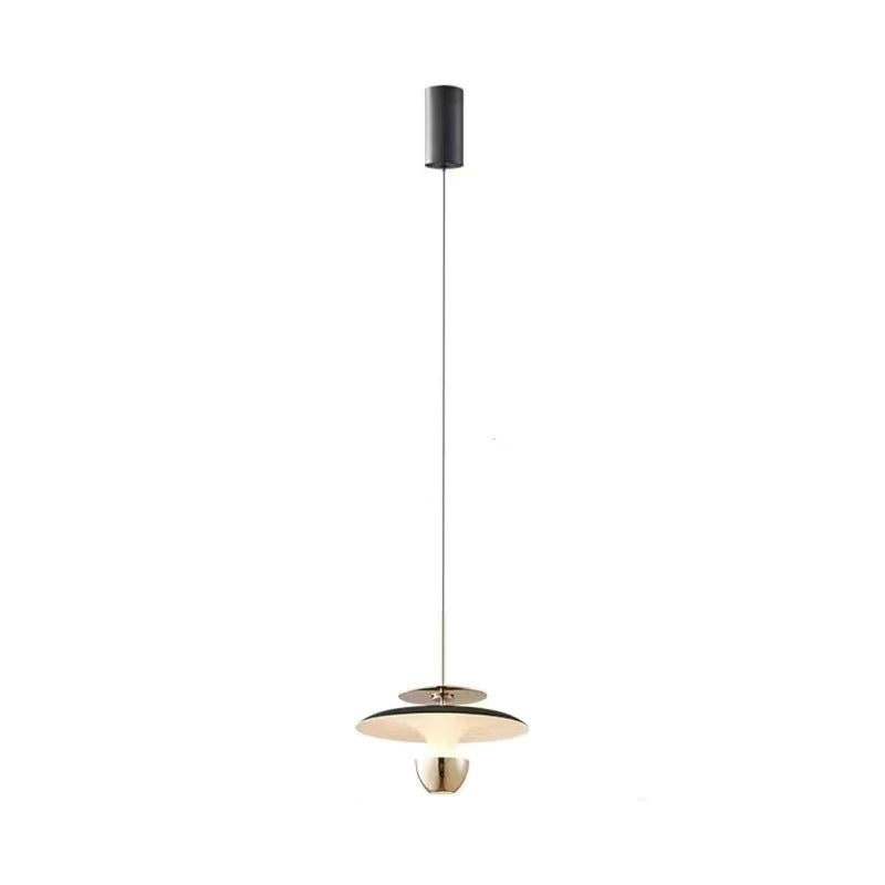 Modern Luxury Liftable Flying Saucer Rectilinear Aluminum Acrylic LED Pendant Light For Bedroom