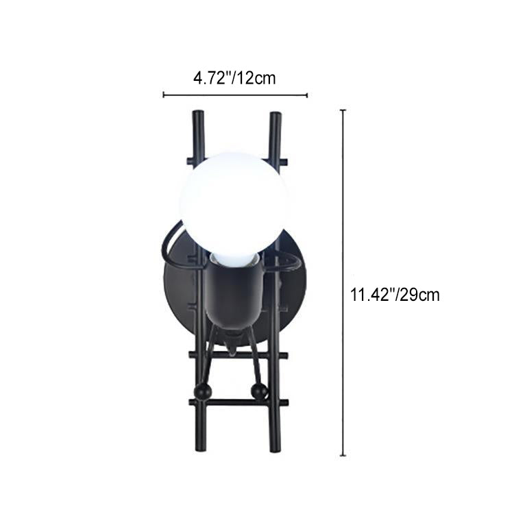 Contemporary Creative Humanoid Ladder Iron 1-Light Wall Sconce Lamp For Living Room