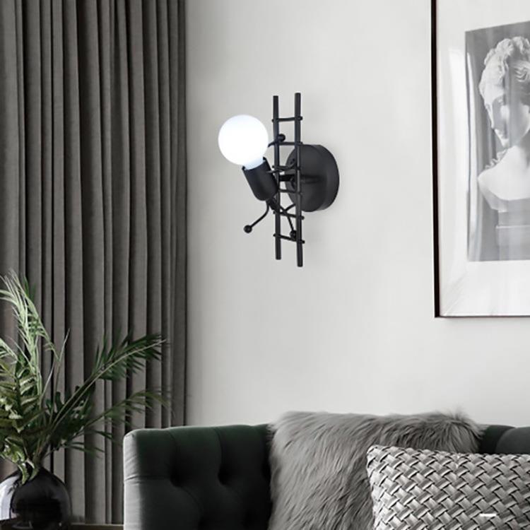 Contemporary Creative Humanoid Ladder Iron 1-Light Wall Sconce Lamp For Living Room
