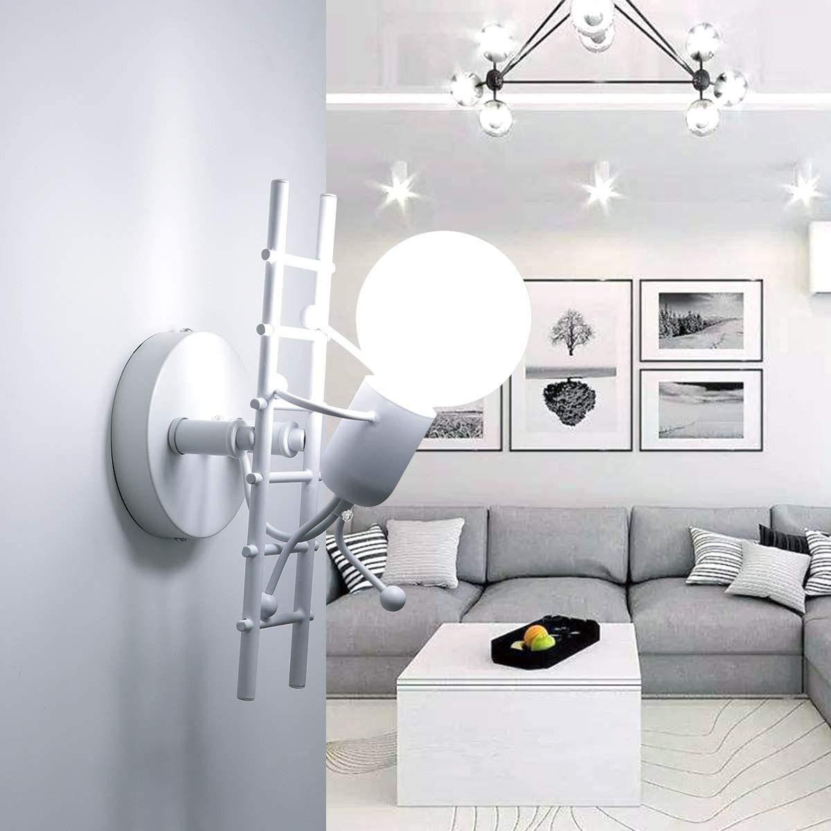Contemporary Creative Humanoid Ladder Iron 1-Light Wall Sconce Lamp For Living Room