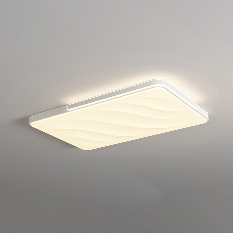 Modern Minimalist Round Square Rectangle Triangle Iron Frame Acrylic PVC Shade LED Flush Mount Ceiling Light For Living Room