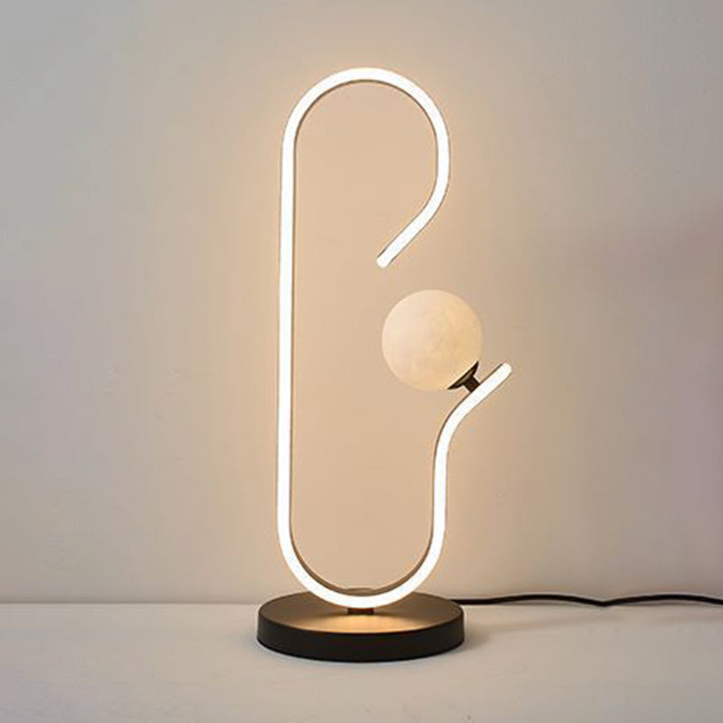 Contemporary Creative Decorative Curved Line Iron Acrylic Aluminum Silicone LED Table Lamp For Bedroom