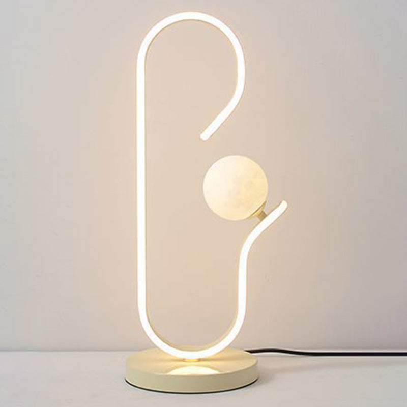 Contemporary Creative Decorative Curved Line Iron Acrylic Aluminum Silicone LED Table Lamp For Bedroom