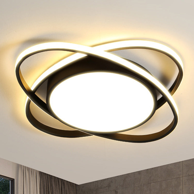 Contemporary Creative Intersecting Ellipse Iron Acrylic LED Flush Mount Ceiling Light For Bedroom