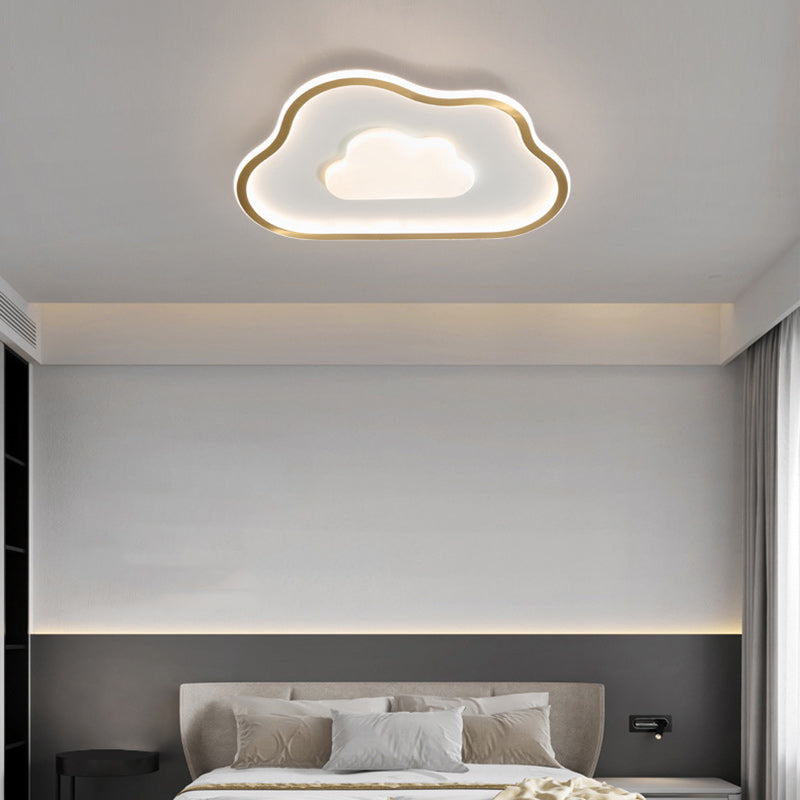 Modern Simplicity Copper Silicone Acrylic Triangle Cloud LED Flush Mount Ceiling Light For Bedroom