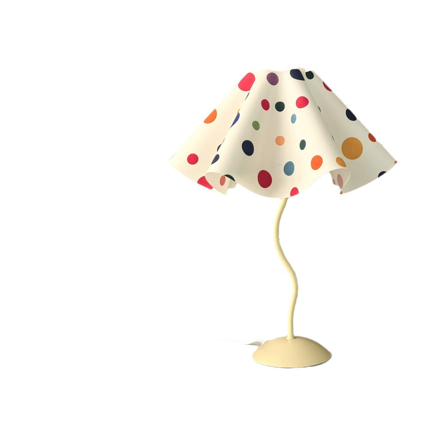 Contemporary Nordic Umbrella Shaped Petal Irregular Dopamine Colorful Dots Hardware Fabric 1-Light Table Lamp For Bedroom