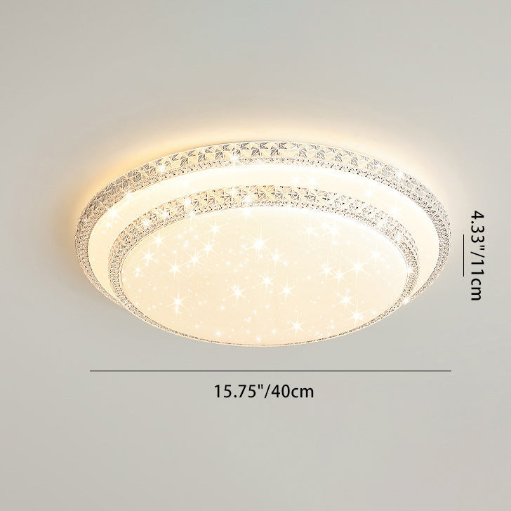 Modern Luxury Mounted Star Crystal Round Square Acrylic Iron LED Flush Mount Ceiling Light For Bedroom