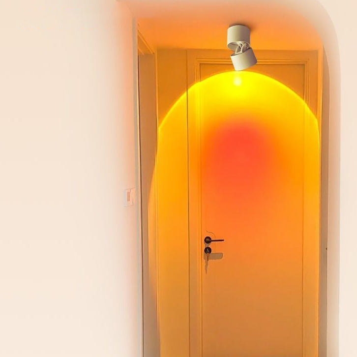 مصباح سقف LED قابل للتعديل بأسطوانة من الألومنيوم بتصميم غروب الشمس وشروق الشمس بتصميم عصري بسيط لغرفة المعيشة