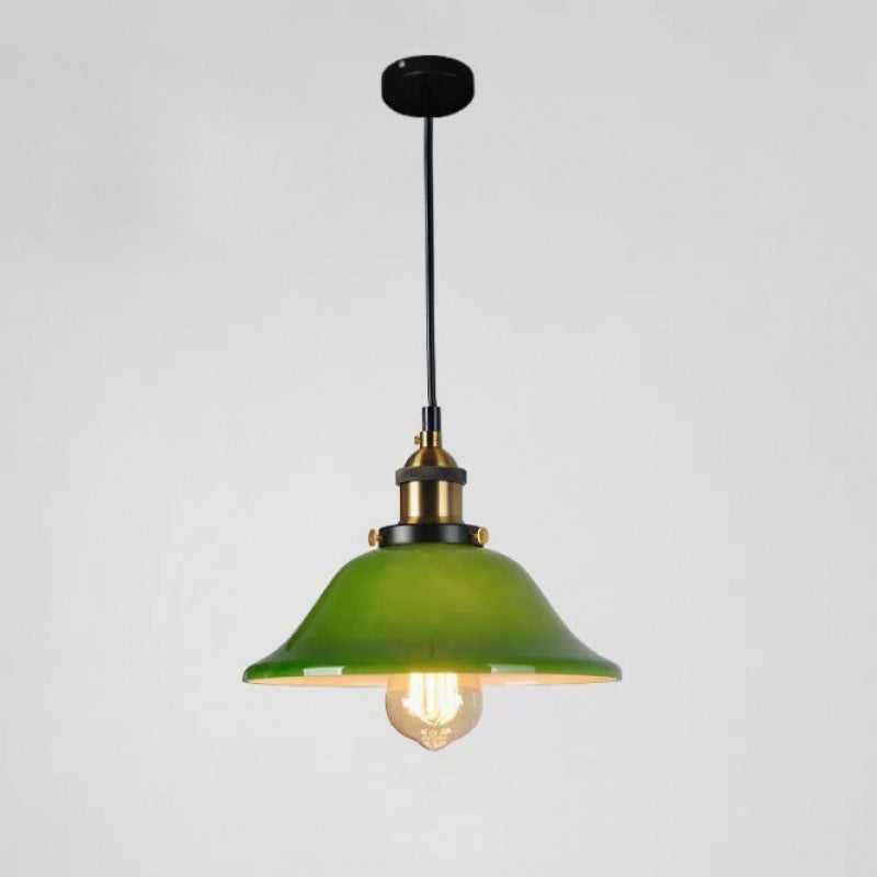 Traditional Vintage Flower Lotus Leaf Petal Hardware Glass 1-Light Pendant Light For Dining Room