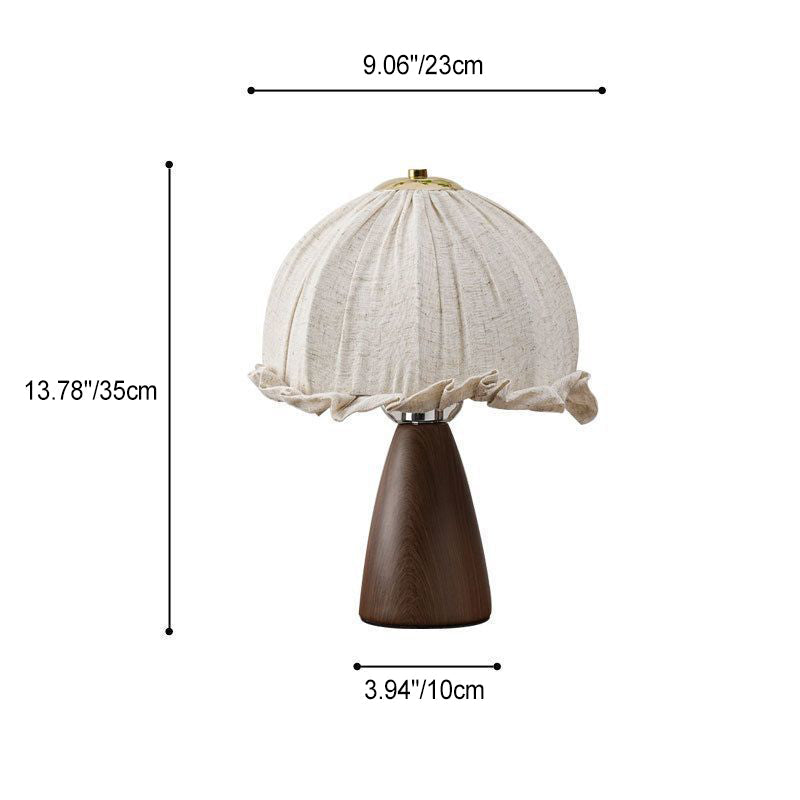 Traditional Vintage Ceramic Handmade Linen Flower Bud 1-Light Table Lamp For Bedroom
