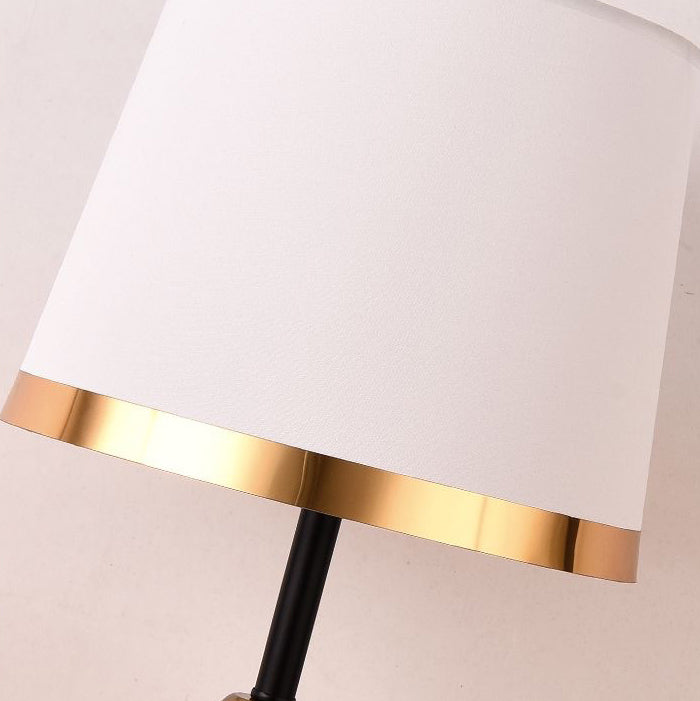 Traditional Vintage Dome Round Base Iron Fabric 1-Light Table Lamp For Bedroom