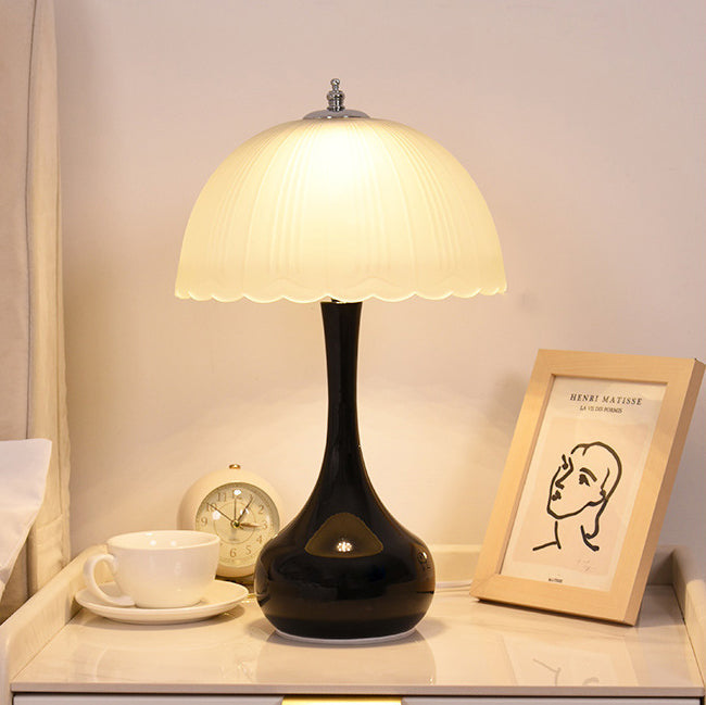 Contemporary Nordic Petal Lamp Shape Iron Glass 1-Light Table Lamp For Bedroom