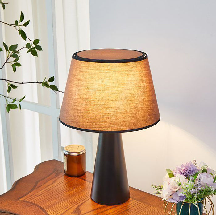 Contemporary Nordic Drum Shade Fabric Iron 1-Light Table Lamp For Bedroom