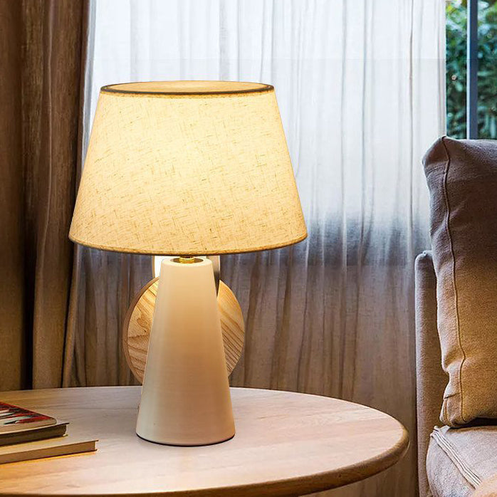 Contemporary Nordic Drum Shade Fabric Iron 1-Light Table Lamp For Bedroom