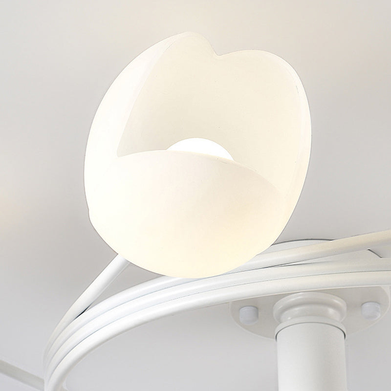 Contemporary Creative Branch Magnolia Flower Iron Plastic 4/6 Light Semi-Flush Mount Ceiling Light For Living Room