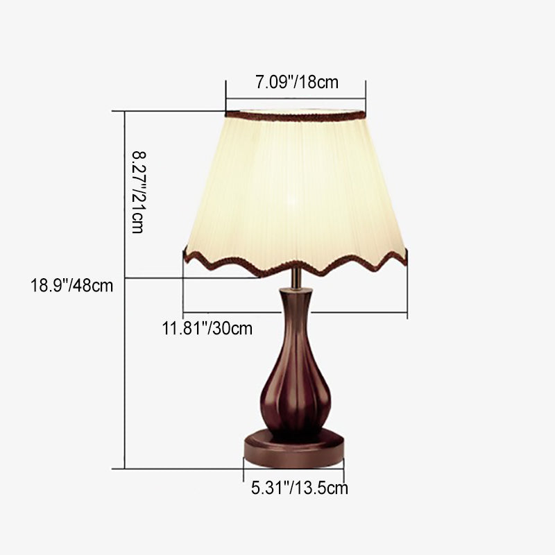 Traditional Vintage Drum Fabric Wood 1-Light Table Lamp For Living Room