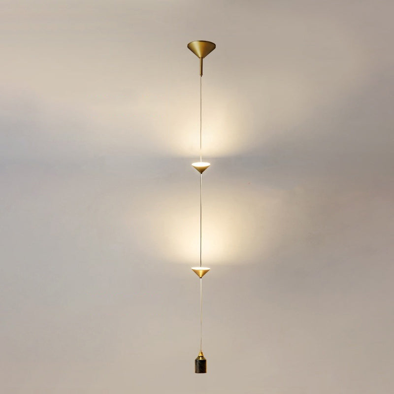 Modern Minimalist Electroplated Marble Strips Iron LED Chandelier For Living Room