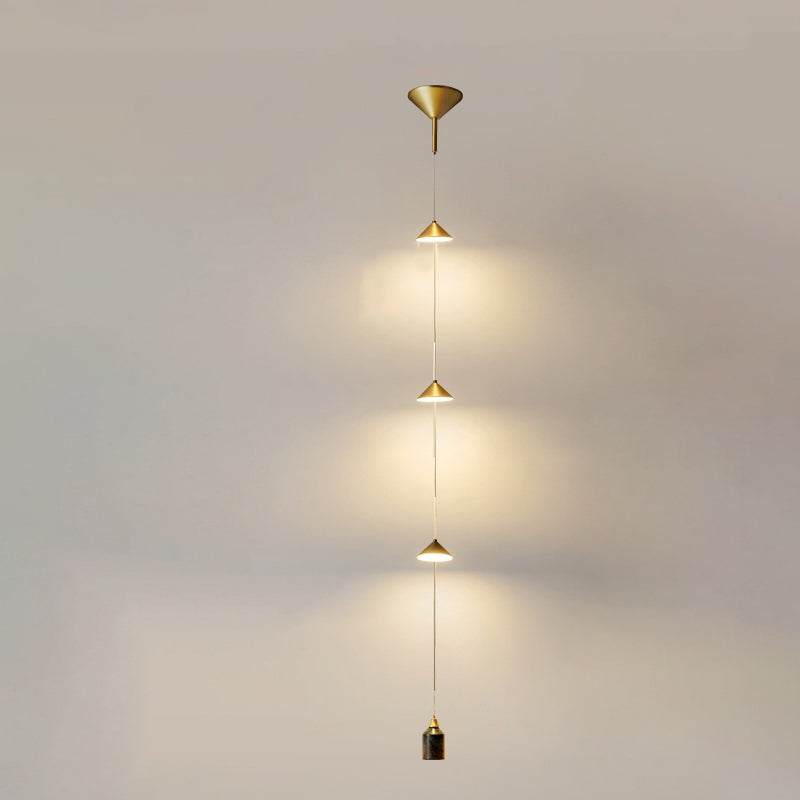 Modern Minimalist Electroplated Marble Strips Iron LED Chandelier For Living Room