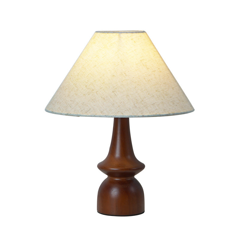 Traditional Vintage Drum Floral Fabric Wood 1-Light Table Lamp For Living Room