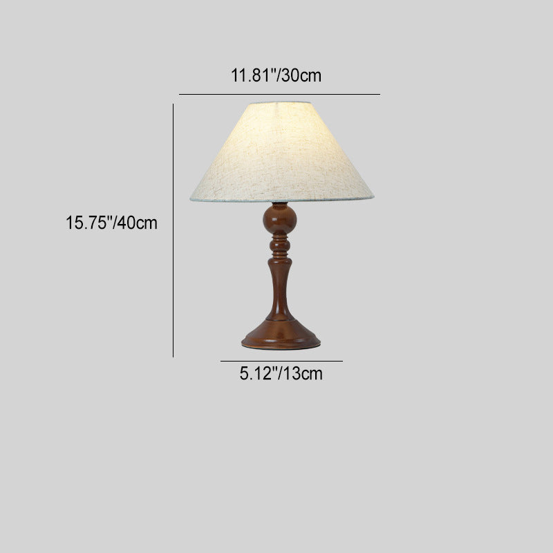 Traditional Vintage Drum Floral Fabric Wood 1-Light Table Lamp For Living Room
