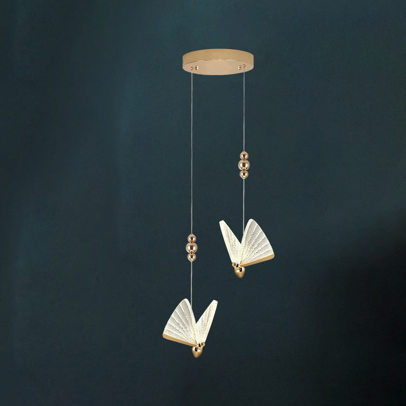 Contemporary Creative Adjustable Height Butterfly Acrylic Iron Zinc Alloy LED Chandelier For Living Room