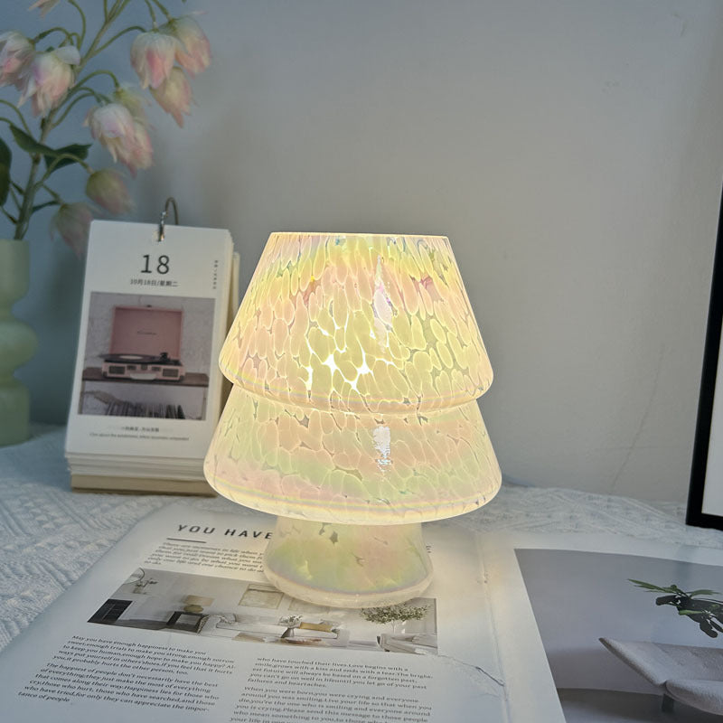 Contemporary Creative Colorful Christmas Tree Glass USB LED Table Lamp For Bedroom