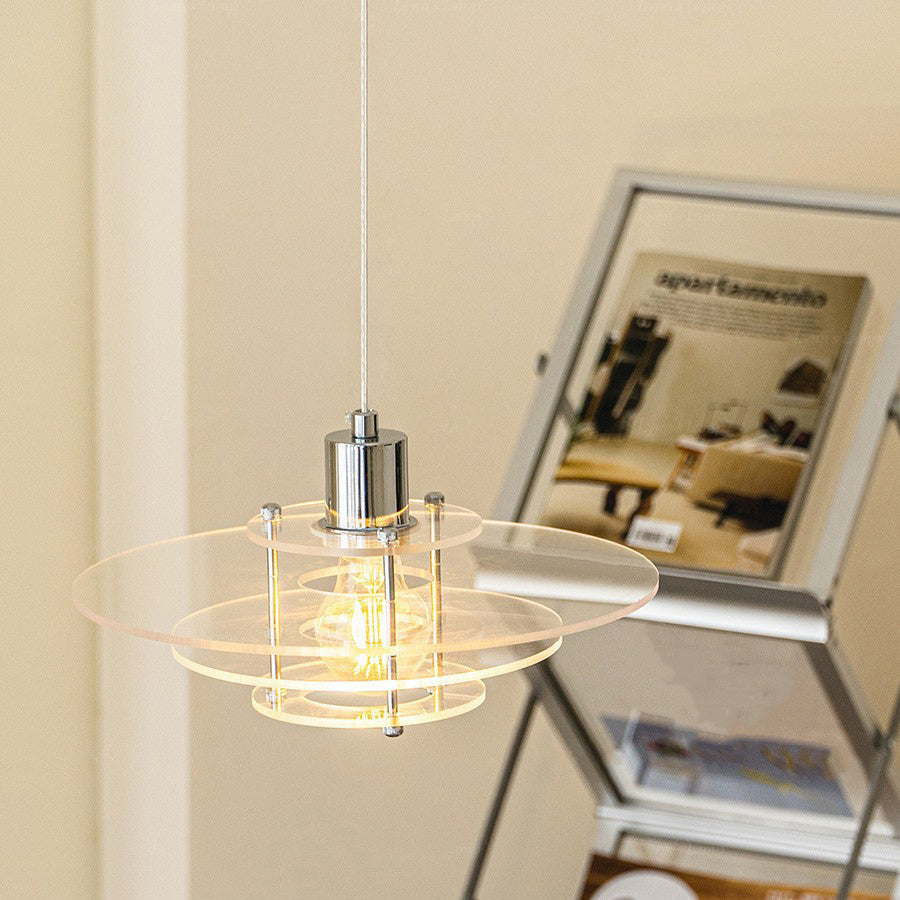 Modern Minimalist UFO Shape Acrylic Iron 1-Light Pendant Light For Bedroom
