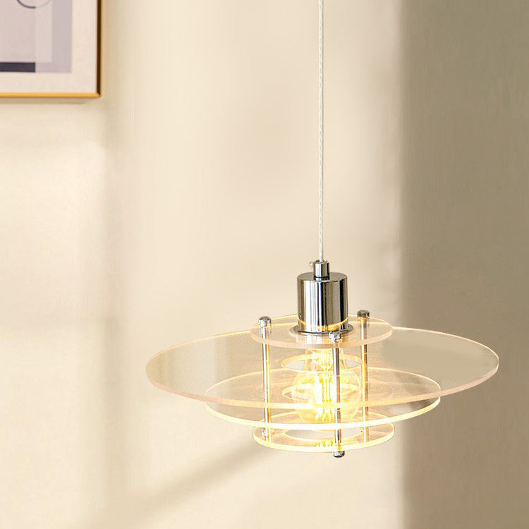 Modern Minimalist UFO Shape Acrylic Iron 1-Light Pendant Light For Bedroom