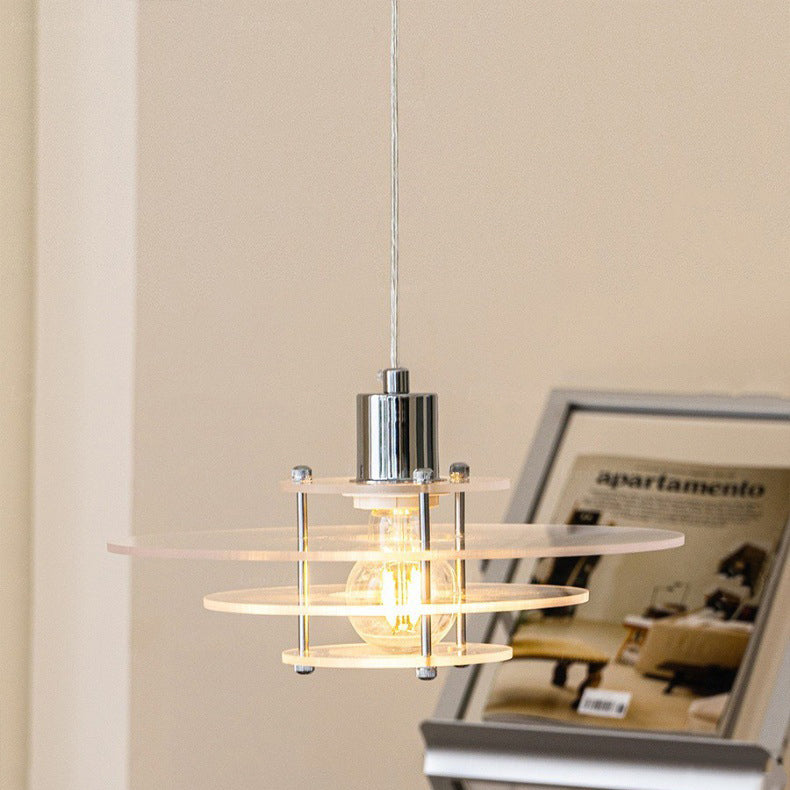 Modern Minimalist UFO Shape Acrylic Iron 1-Light Pendant Light For Bedroom