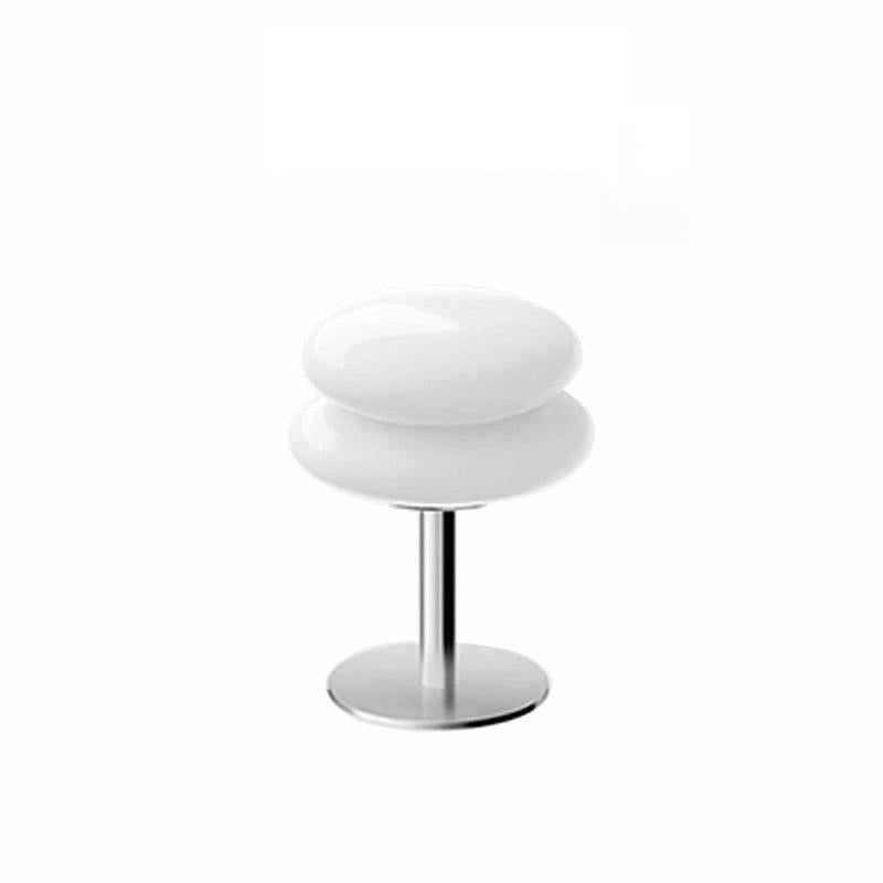 Modern Minimalist Double Layer Cake Shape Glass Iron 1-Light Table Lamp For Bedroom