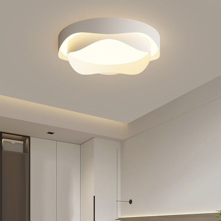 Modern Simplicity Cream Flower Shape Iron Acrylic LED Flush Mount Ceiling Light For Bedroom