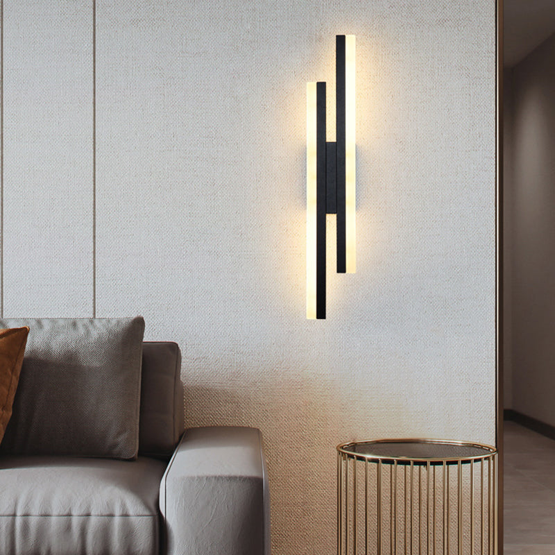 مصباح حائط LED مزدوج الخط غير متماثل مصنوع من الحديد والألومنيوم والأكريليك لغرفة المعيشة