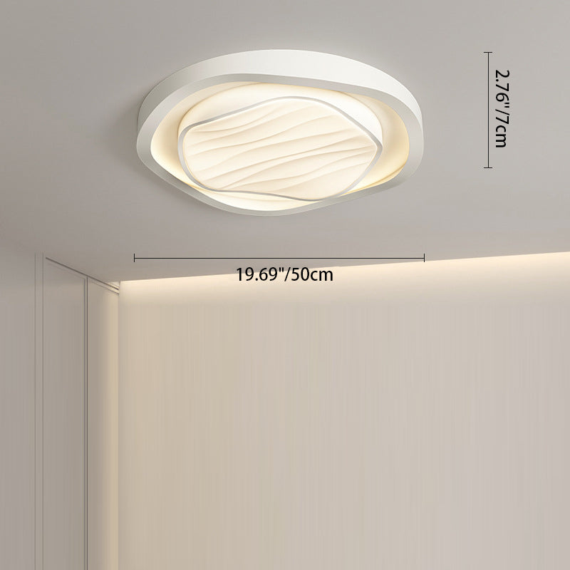 Modern Simplicity Cream Irregular Pentagon Triangle Iron Acrylic LED Flush Mount Ceiling Light For Bedroom