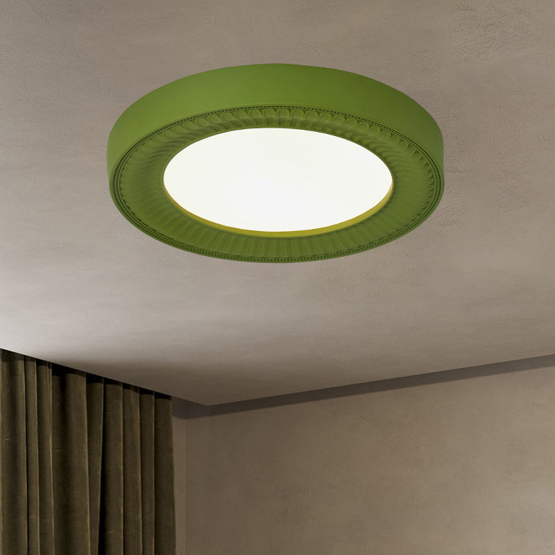 伝統的なフランス製ラウンド彫刻樹脂鉄アクリルLEDフラッシュマウントシーリングライト寝室用