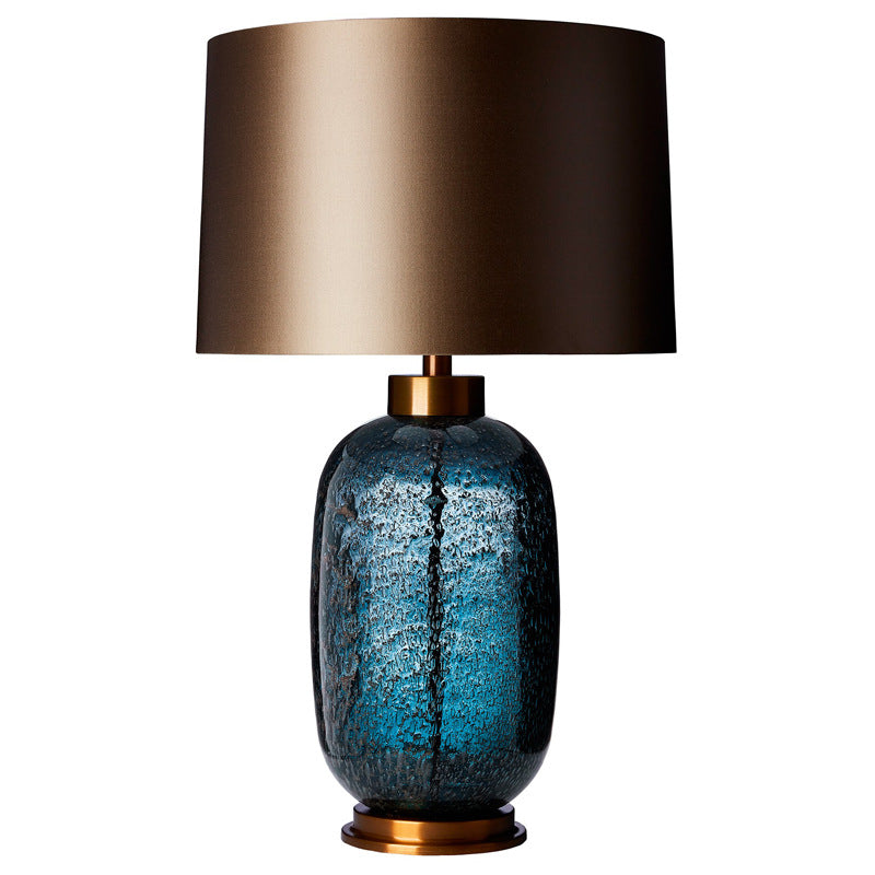 Traditional Vintage Fabric Linen Glass Cylinder Shape 1-Light Table Lamp For Living Room