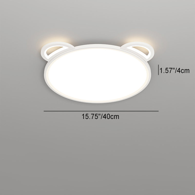 Contemporary Creative Kids Cartoon Airplane Bear Iron Aluminum Acrylic LED Flush Mount Ceiling For Bedroom