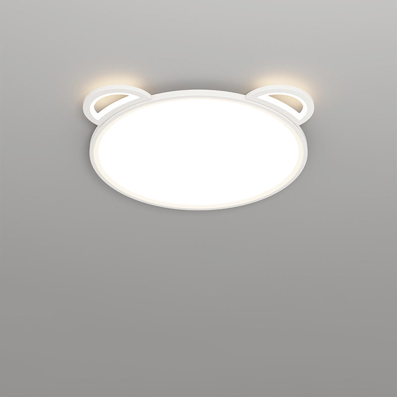 Contemporary Creative Kids Cartoon Airplane Bear Iron Aluminum Acrylic LED Flush Mount Ceiling For Bedroom