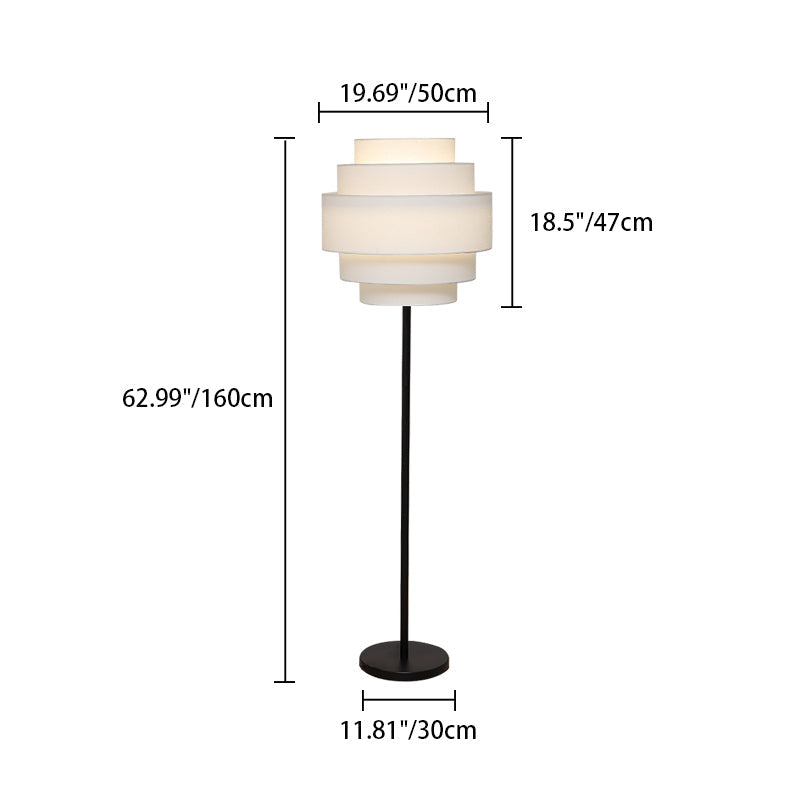 Contemporary Nordic Multi-Round Fabric Rattan Cane Webbing Iron 1- Light Standing Floor Lamp For Living Room