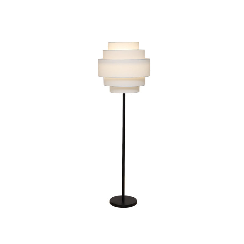 Contemporary Nordic Multi-Round Fabric Rattan Cane Webbing Iron 1- Light Standing Floor Lamp For Living Room