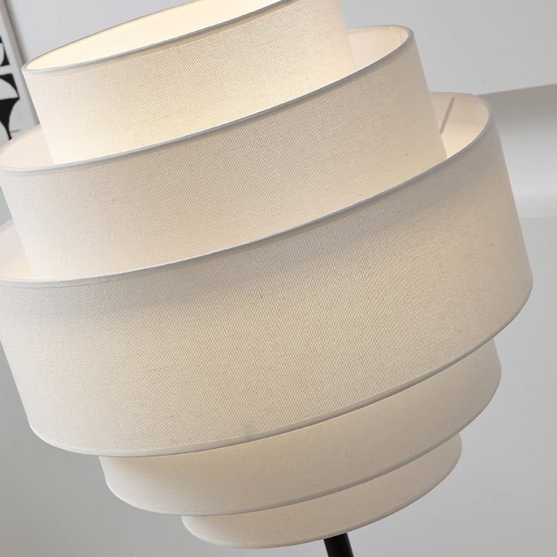 Contemporary Nordic Multi-Round Fabric Rattan Cane Webbing Iron 1- Light Standing Floor Lamp For Living Room
