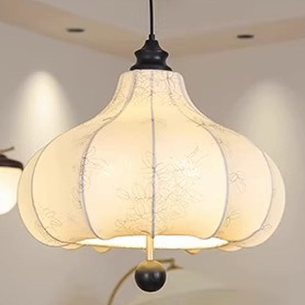 Traditional French Chestnut Print Fabric Wood 3/5 Light Chandelier For Living Room