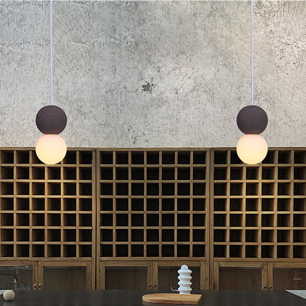 Contemporary Nordic Globe Terrazzo Acrylic Glass 1-Light Pendant Light For Bedroom