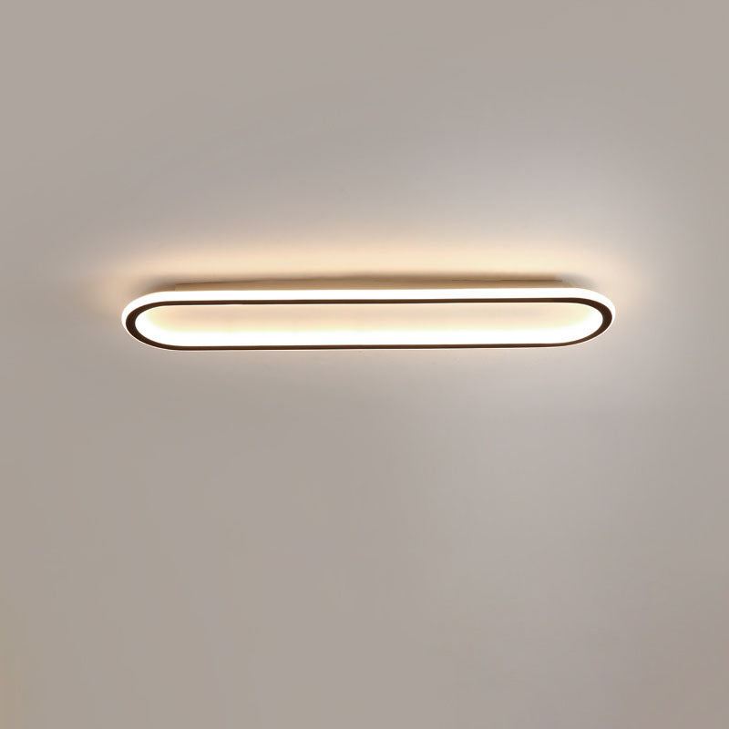 Modern Minimalist Linear Iron Aluminum Silicone LED Flush Mount Ceiling Light For Bedroom